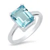 Maxcolor Sterling Silver 8x10 Emerald Cut Gemstone Ring In Gray