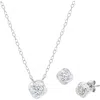 Maxcolor Sterling Silver Cubic Zirconia Love Knot 3mm Earring And 4mm Pendant Set In Multi