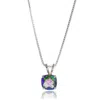 Maxcolor Sterling Silver Cushion Cut Gemstone Pendant Necklaces With 18 Inch Box Chain In Metallic