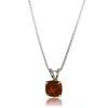 Maxcolor Sterling Silver Cushion Cut Gemstone Pendant Necklaces With 18 Inch Box Chain In Burgundy