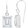 Maxcolor Sterling Silver Emerald Cut Gemstone Drop Earring In Metallic