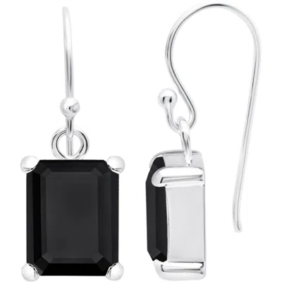 Maxcolor Sterling Silver Emerald Cut Gemstone Drop Earring In Animal Print