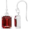 Maxcolor Sterling Silver Emerald Cut Gemstone Drop Earring In Red