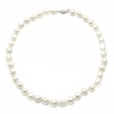 Maxcolor Sterling Silver Freshwater Pearl Baroque Shaped Cultured Necklace