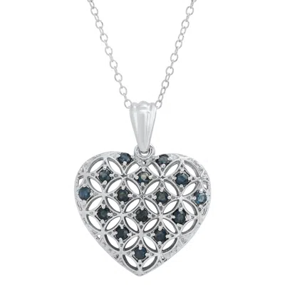 Maxcolor Sterling Silver Genuine Gemstone Heart Shape Filigree Pendant 18' In In Multi