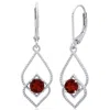 Maxcolor Sterling Silver Genuine Or Created 5mm Gemstone Dangle Leverback Earrings In Metallic