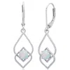 Maxcolor Sterling Silver Genuine Or Created 5mm Gemstone Dangle Leverback Earrings In Silver