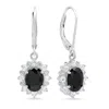Maxcolor Silver 1.60 Ct. Tw. Onyx Dangle Earrings In Metallic