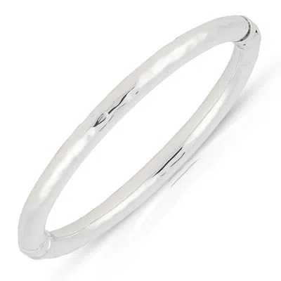Maxcolor Sterling Silver Hammered Finish Bangle Bracelet With Hinged Clasp