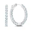 Maxcolor Sterling Silver Inside Out Gemstone Vault Lock Earring In Blue