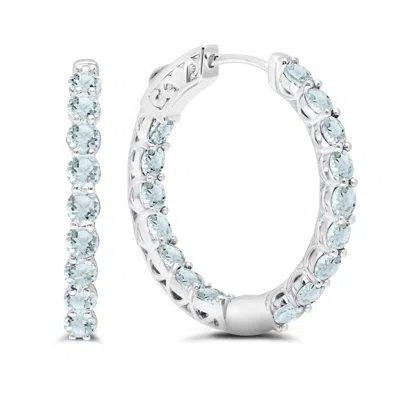 MAXCOLOR STERLING SILVER INSIDE OUT GEMSTONE VAULT LOCK EARRING