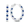 Maxcolor Sterling Silver Inside Out Gemstone Vault Lock Earring In Blue