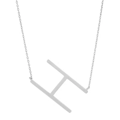 Maxcolor Sterling Silver Large Sideways Block Letter Initial With Extendable Cable Chain, 16 To 18 Inches