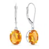 Maxcolor Sterling Silver Oval Gemstone Dangle Earrings In Silver