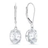Maxcolor Sterling Silver Oval Gemstone Dangle Earrings In Metallic
