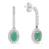 Maxcolor Sterling Silver Oval Genuine Gemstone And White Topaz Drop Earrings In Metallic