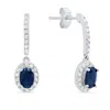 Maxcolor Sterling Silver Oval Genuine Gemstone And White Topaz Drop Earrings In Multi
