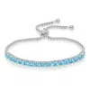 Maxcolor Sterling Silver Round 4mm Gemstone Bolo Bracelet In Blue