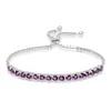 Maxcolor Sterling Silver Round 4mm Gemstone Bolo Bracelet In Silver
