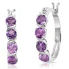 Maxcolor Sterling Silver Round Gemstone Statement Hoop Earrings In Black