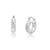 Maxcolor Sterling Silver Round Half Twist Hoop Earrings In Metallic