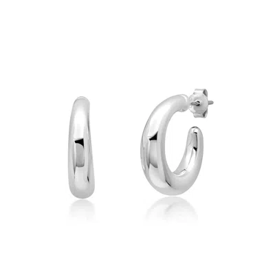 MAXCOLOR STERLING SILVER ROUND POLISHED OPEN HOOP EARRINGS