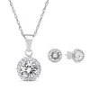 Maxcolor Swarovski Crystal Gemstone Halo Pendant And Earring Set In Multi