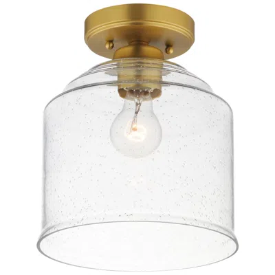 Maxim Acadia 8 3/4" Wide Natural Aged Brass 1-light Semi-flush Mount