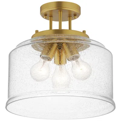 Maxim Acadia 12 3/4" Wide Natural Aged Brass 3-light Semi-flush Mount