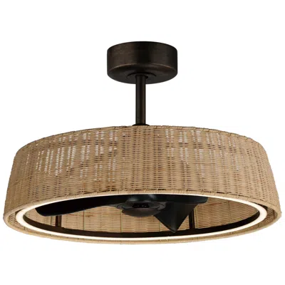 Maxim 22"  Tulum Natural Wicker Rattan Led Smart Fandelier