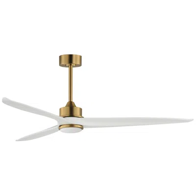 Maxim 80" Woodwind Aged Brass Led Ceiling Fan With White Blades