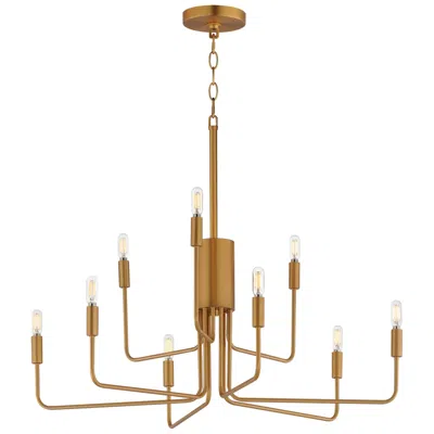 Maxim Abner 32" Wide Natural Aged Brass 9-light Chandelier