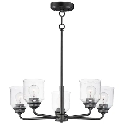 Maxim Acadia 26"w Black 5-light Chandelier W/ Glass Shade
