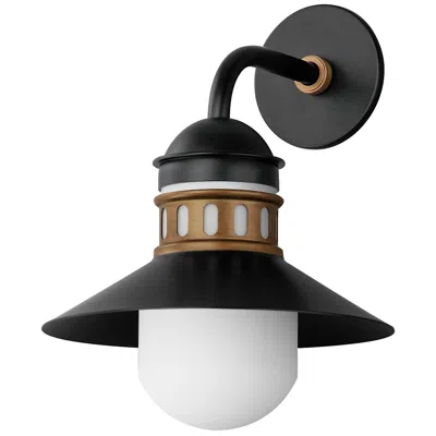 Maxim Admiralty 1-light 12" Wide Outdoor Wall Sconce - Black/antique Brass