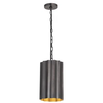 Maxim Allegra 9" Wide Gunmetal/gold 1-light Mini Pendant