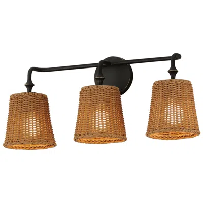 Maxim Baja 24 1/4" Wide Dark Bronze And Rattan 3-light Bath Light
