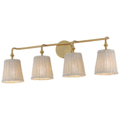 Maxim Baja 33 1/4"w Aged Brass And Rattan 4-light Bath Light