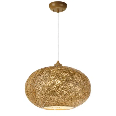 Maxim Bali 10" High Natural Woven Hemp Twine Outdoor Hanging Light