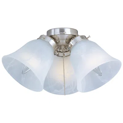 Maxim Basic-max 3-light 12" Wide Satin Nickel Ceiling Fan Light Kit In Multi