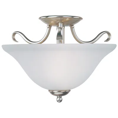 Maxim Basix 2-light 14" Wide Satin Nickel Semi-flush Mount Light