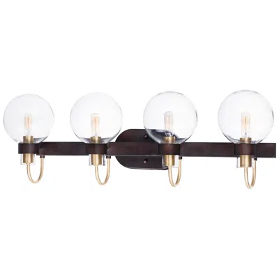 Maxim Bauhaus 33" Wide Bronze 4-light Globe Glass Bath Light