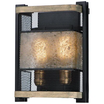 Maxim Boundry 13 1/4" High Black And Barn Wood Wall Sconce