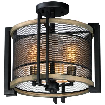 Maxim Boundry 16 1/2"w Black Barn Wood 3-light Ceiling Light