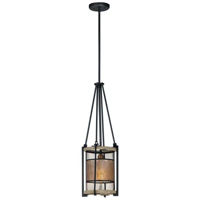 Maxim Boundry 9" Wide Industrial Black And Barn Wood Mini Pendant