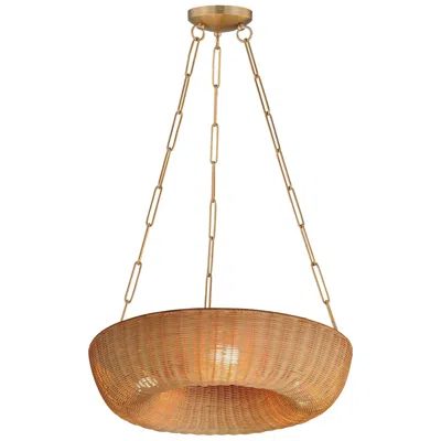 Maxim Bower 24" Rattan/natural Aged Brass Pendant