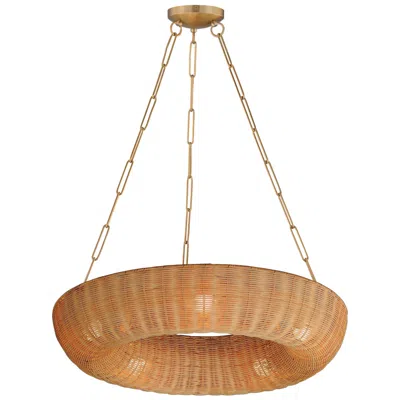 Maxim Bower 30" Rattan/natural Aged Brass Pendant