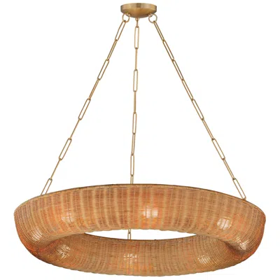 Maxim Bower 40" Rattan/natural Aged Brass Pendant