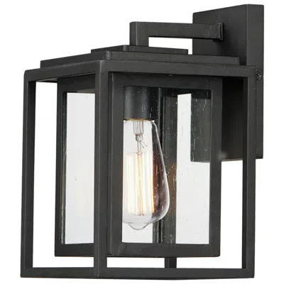 Maxim Cabana 11" High Black And Seeded Glass Outdoor Wall Light