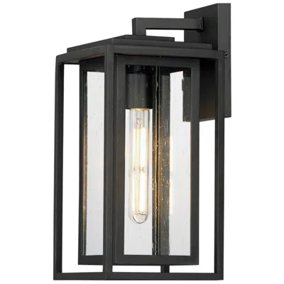 Maxim Cabana 15" High Black And Seeded Glass Outdoor Wall Light