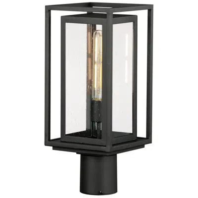 Maxim Cabana 16.75" High Black And Seeded Glass Outdoor Post Light